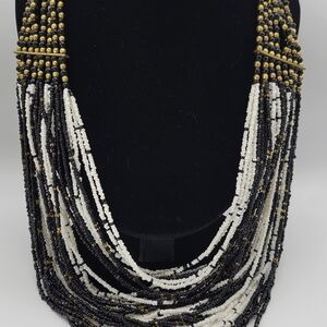 Elegant Black and White Beaded Necklace